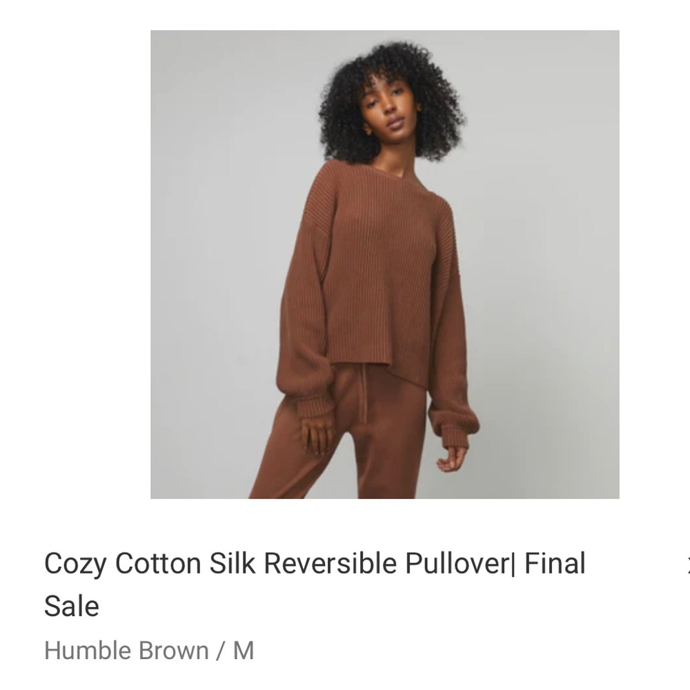 Lunya Cozy Cotton Silk Reversible Pullover size M